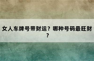 女人车牌号带财运？哪种号码最旺财？
