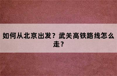 如何从北京出发？武关高铁路线怎么走？
