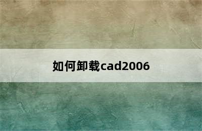 如何卸载cad2006