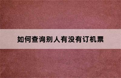 如何查询别人有没有订机票