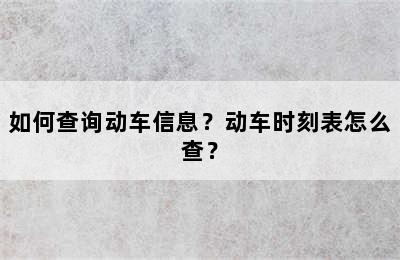 如何查询动车信息？动车时刻表怎么查？