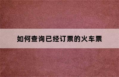 如何查询已经订票的火车票