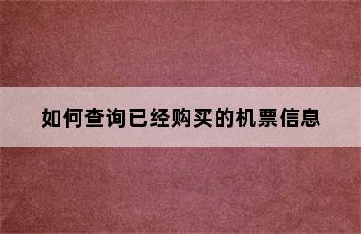 如何查询已经购买的机票信息