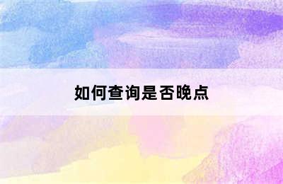 如何查询是否晚点