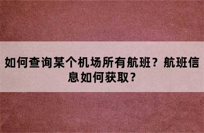如何查询某个机场所有航班？航班信息如何获取？