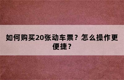 如何购买20张动车票？怎么操作更便捷？