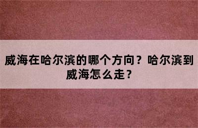 威海在哈尔滨的哪个方向？哈尔滨到威海怎么走？