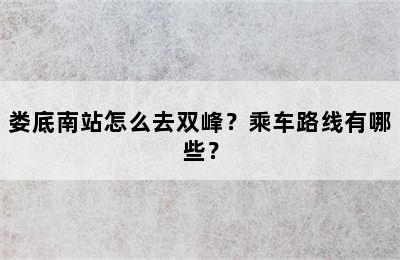 娄底南站怎么去双峰？乘车路线有哪些？