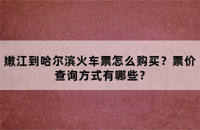 嫩江到哈尔滨火车票怎么购买？票价查询方式有哪些？