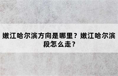 嫩江哈尔滨方向是哪里？嫩江哈尔滨段怎么走？