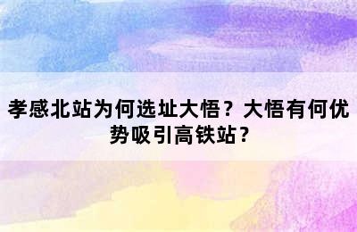 孝感北站为何选址大悟？大悟有何优势吸引高铁站？