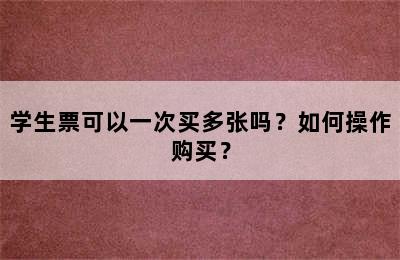 学生票可以一次买多张吗？如何操作购买？