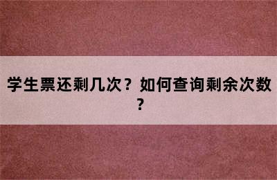 学生票还剩几次？如何查询剩余次数？