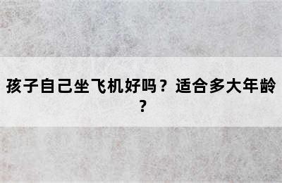 孩子自己坐飞机好吗？适合多大年龄？
