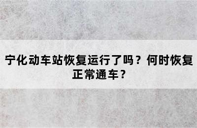 宁化动车站恢复运行了吗？何时恢复正常通车？