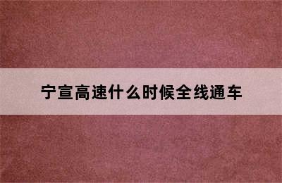 宁宣高速什么时候全线通车