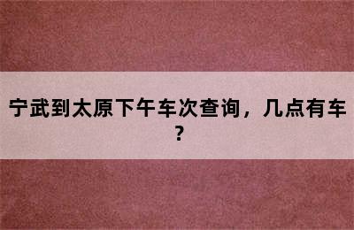 宁武到太原下午车次查询，几点有车？