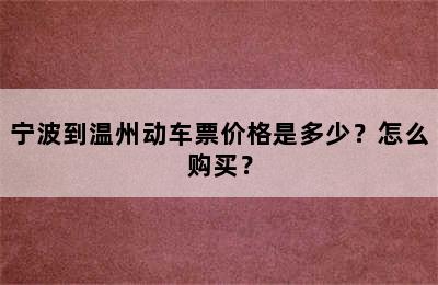宁波到温州动车票价格是多少？怎么购买？