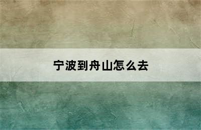 宁波到舟山怎么去