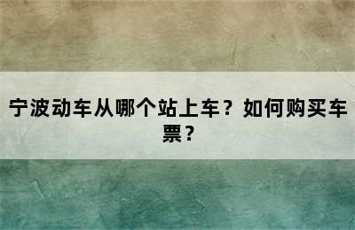 宁波动车从哪个站上车？如何购买车票？