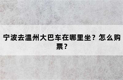 宁波去温州大巴车在哪里坐？怎么购票？