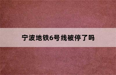 宁波地铁6号线被停了吗