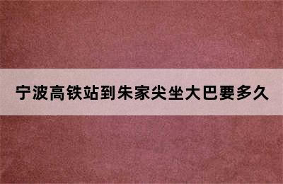 宁波高铁站到朱家尖坐大巴要多久