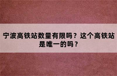 宁波高铁站数量有限吗？这个高铁站是唯一的吗？