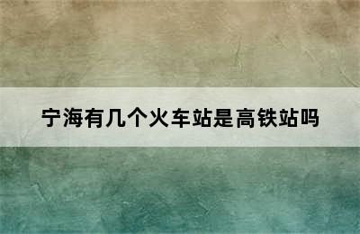 宁海有几个火车站是高铁站吗