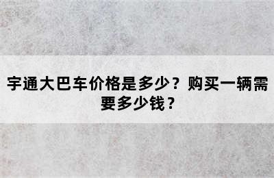宇通大巴车价格是多少？购买一辆需要多少钱？