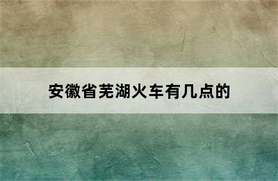 安徽省芜湖火车有几点的