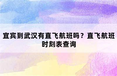 宜宾到武汉有直飞航班吗？直飞航班时刻表查询