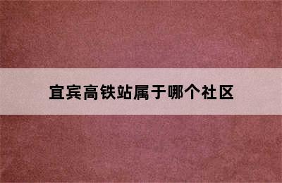 宜宾高铁站属于哪个社区