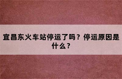 宜昌东火车站停运了吗？停运原因是什么？