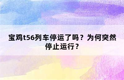 宝鸡t56列车停运了吗？为何突然停止运行？