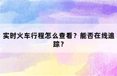 实时火车行程怎么查看？能否在线追踪？