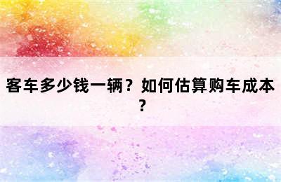 客车多少钱一辆？如何估算购车成本？