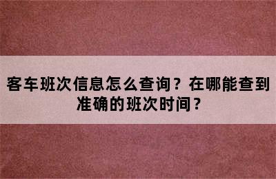 客车班次信息怎么查询？在哪能查到准确的班次时间？