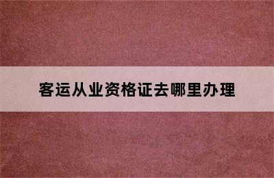 客运从业资格证去哪里办理