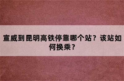 宣威到昆明高铁停靠哪个站？该站如何换乘？