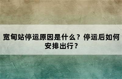 宽甸站停运原因是什么？停运后如何安排出行？