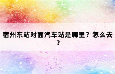 宿州东站对面汽车站是哪里？怎么去？