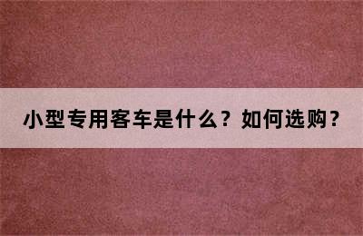 小型专用客车是什么？如何选购？