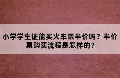 小学学生证能买火车票半价吗？半价票购买流程是怎样的？