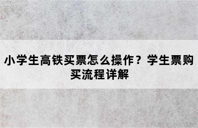 小学生高铁买票怎么操作？学生票购买流程详解