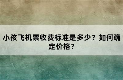 小孩飞机票收费标准是多少？如何确定价格？