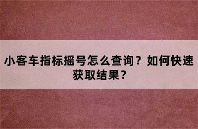 小客车指标摇号怎么查询？如何快速获取结果？