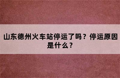 山东德州火车站停运了吗？停运原因是什么？