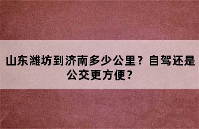 山东潍坊到济南多少公里？自驾还是公交更方便？