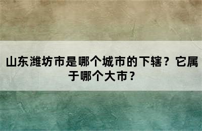 山东潍坊市是哪个城市的下辖？它属于哪个大市？